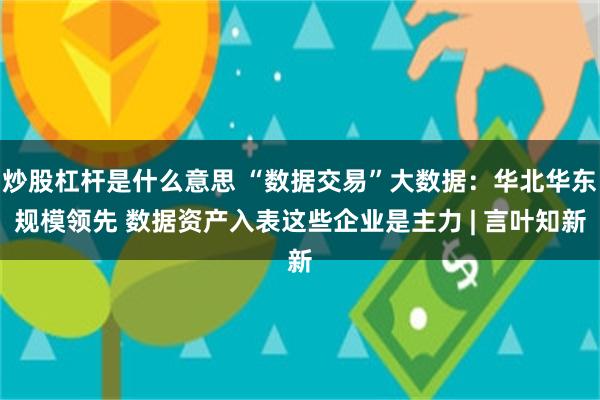 炒股杠杆是什么意思 “数据交易”大数据：华北华东规模领先 数据资产入表这些企业是主力 | 言叶知新