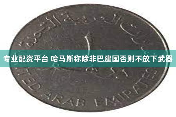 专业配资平台 哈马斯称除非巴建国否则不放下武器
